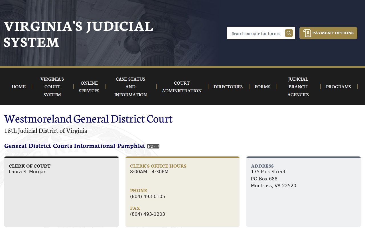 Westmoreland County municipal court warrant questions route to the General District Court schedule