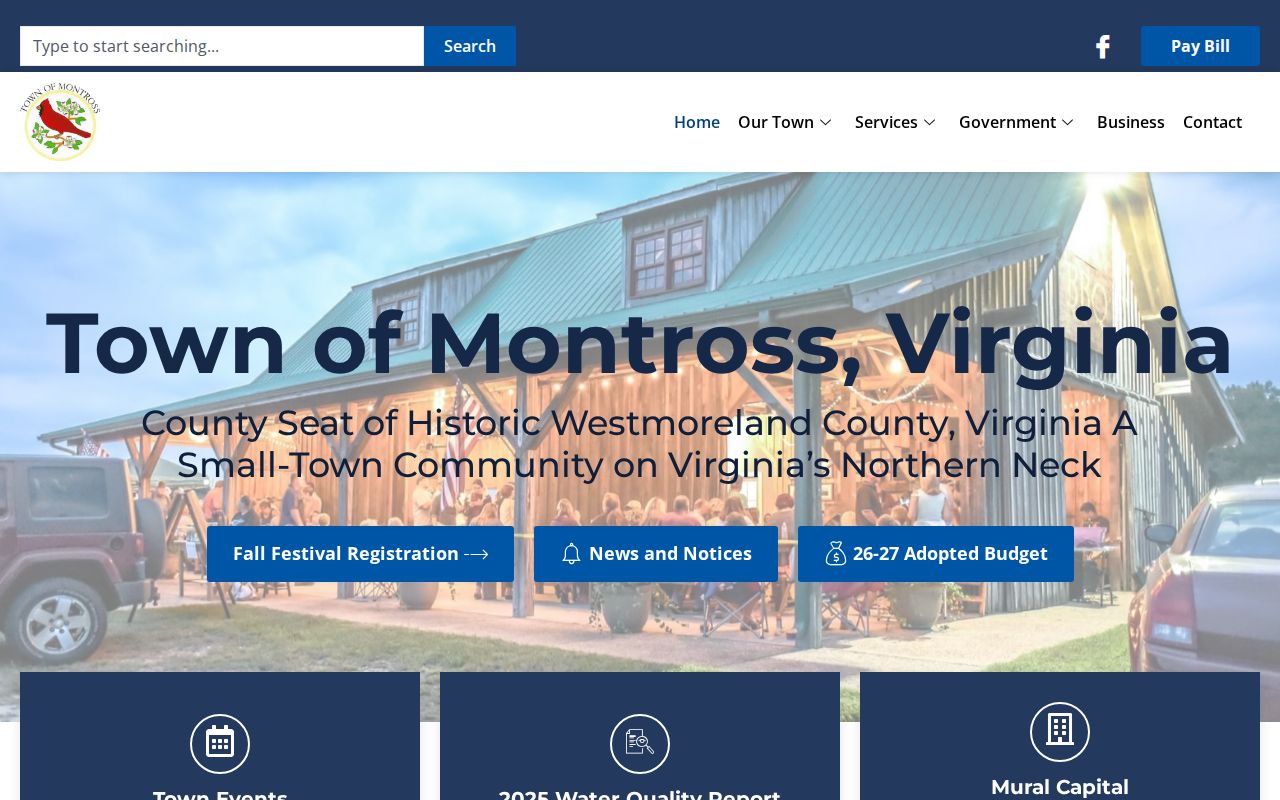 Montross warrant records route through the county-seat town and nearby court complex